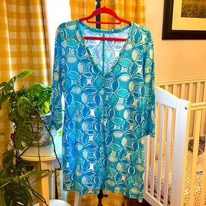 Lilly Pulitzer V Neck Pima Cotton Henley Dress Women Size Large L